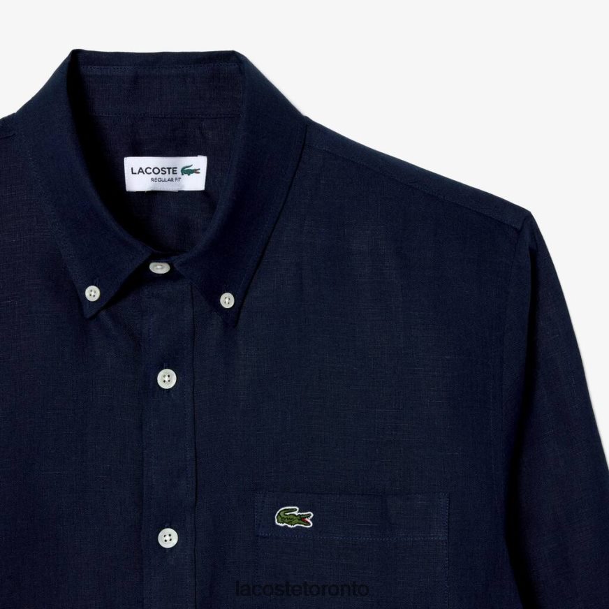 Clothing Lacoste Linen Shirt Navy Blue Men Z60BPR497