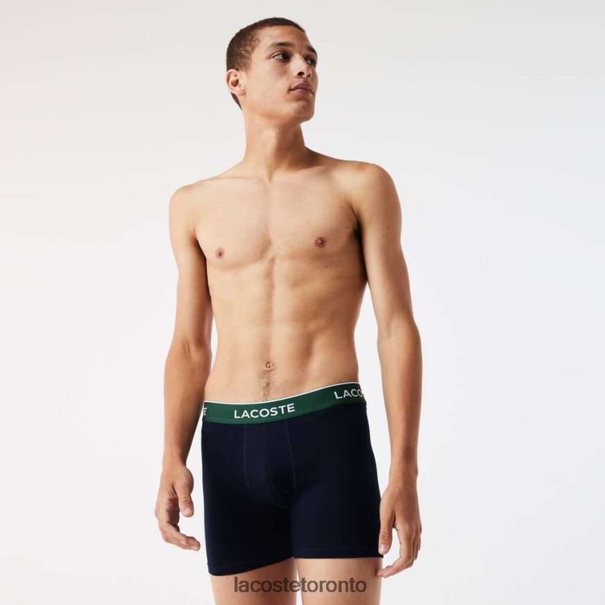 Clothing Lacoste Long Cotton Boxer Brief 3-Pack Navy Blue/Green/Red Men Z60BPR1416