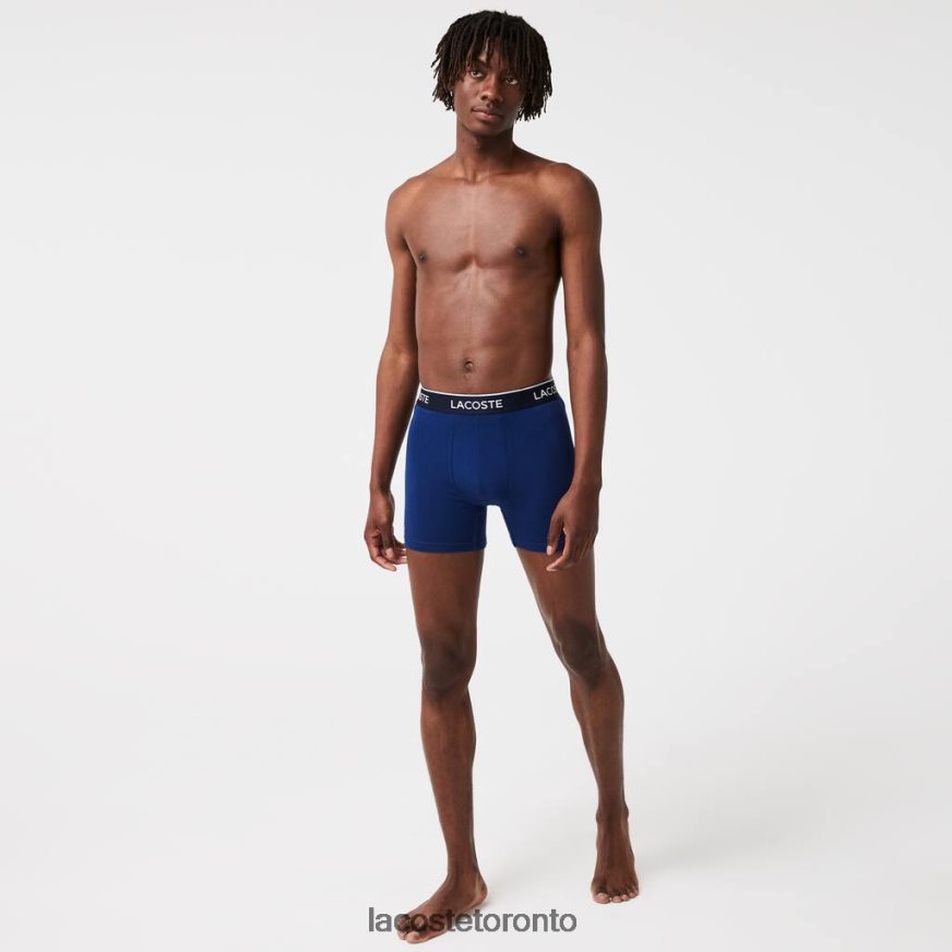 Clothing Lacoste Long Stretch Cotton Boxer Brief 3-Pack Navy Blue/Red Men Z60BPR1404