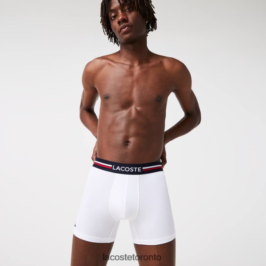 Clothing Lacoste Long Stretch Cotton Jersey Boxer Brief 3-Pack Navy Blue/White Men Z60BPR1424