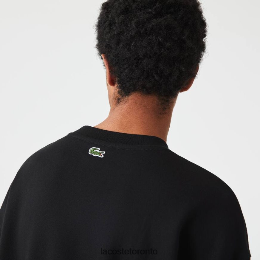 Clothing Lacoste Loose Fit Branded Monogram Print Sweatshirt Black Men Z60BPR1010