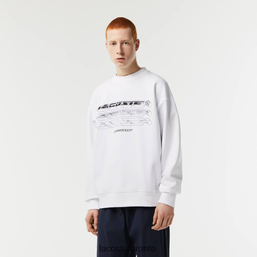 Clothing Lacoste Loose Fit Branded Sweatshirt White Men Z60BPR6