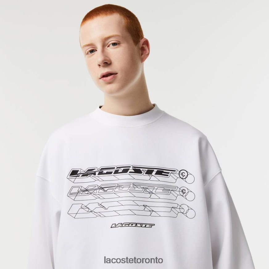 Clothing Lacoste Loose Fit Branded Sweatshirt White Men Z60BPR6