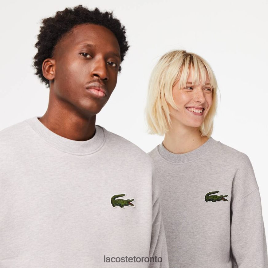 Clothing Lacoste Loose Fit Crocodile Badge Sweatshirt Grey Chine Unisex Z60BPR323