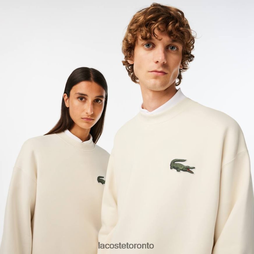 Clothing Lacoste Loose Fit Crocodile Badge Sweatshirt White Unisex Z60BPR324