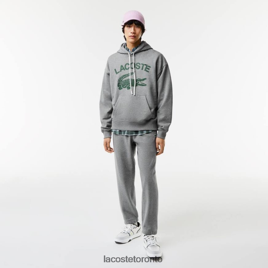 Clothing Lacoste Loose Fit Crocodile Hooded Sweatshirt Grey Chine Men Z60BPR969