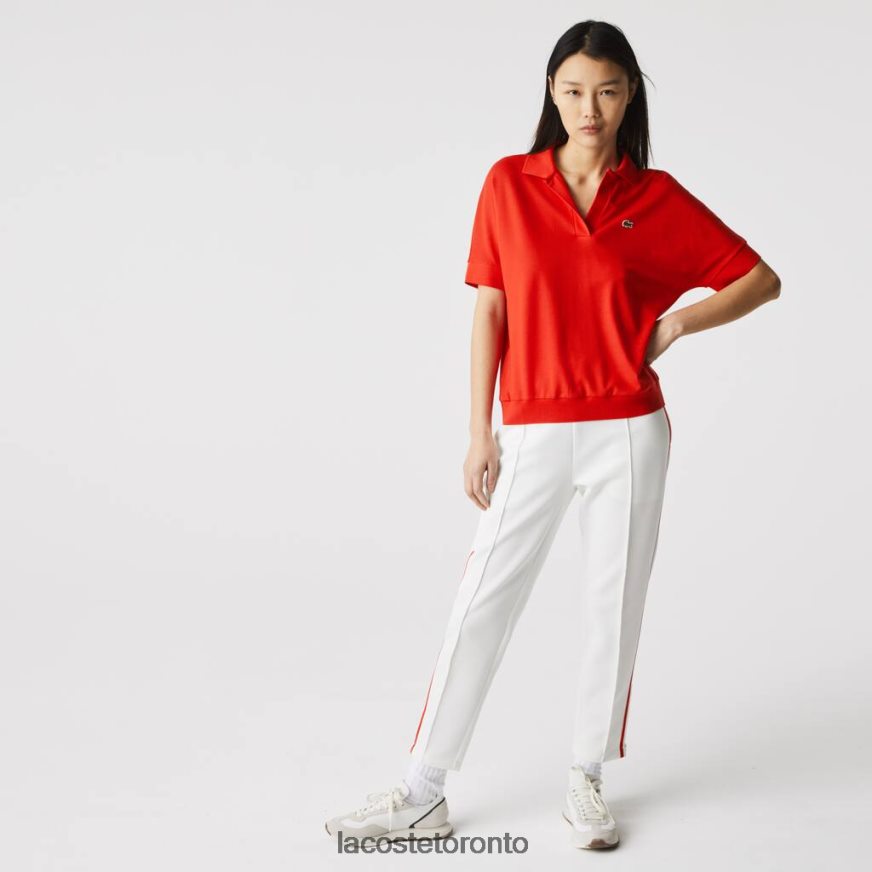 Clothing Lacoste Loose Fit Flowy Pique Polo Red Women Z60BPR2464