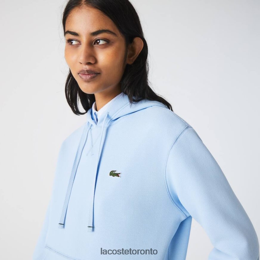 Clothing Lacoste Loose Fit Hooded Cotton Blend Sweatshirt Blue Women Z60BPR2528