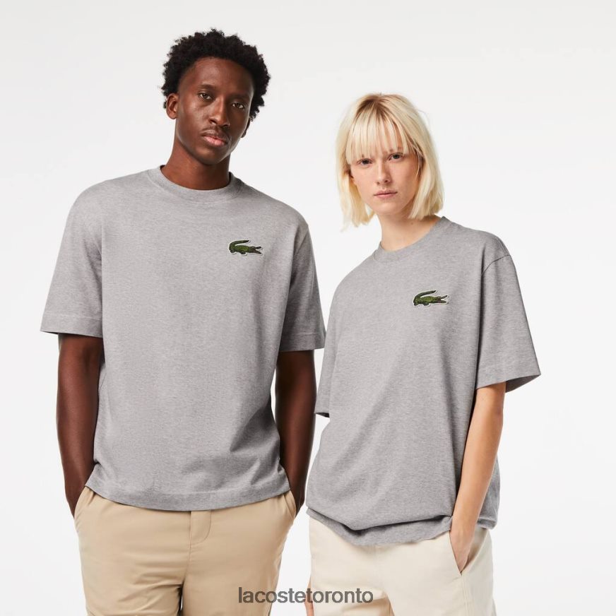 Clothing Lacoste Loose Fit Large Crocodile Organic Cotton T-Shirt Grey Chine Unisex Z60BPR74