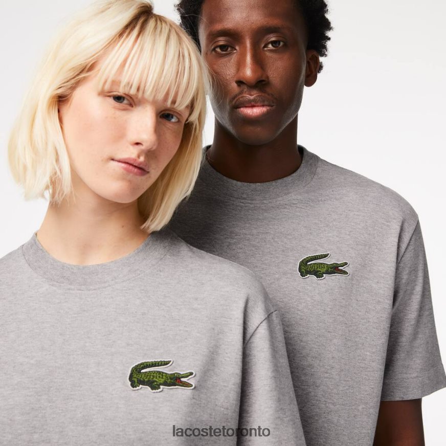 Clothing Lacoste Loose Fit Large Crocodile Organic Cotton T-Shirt Grey Chine Unisex Z60BPR74