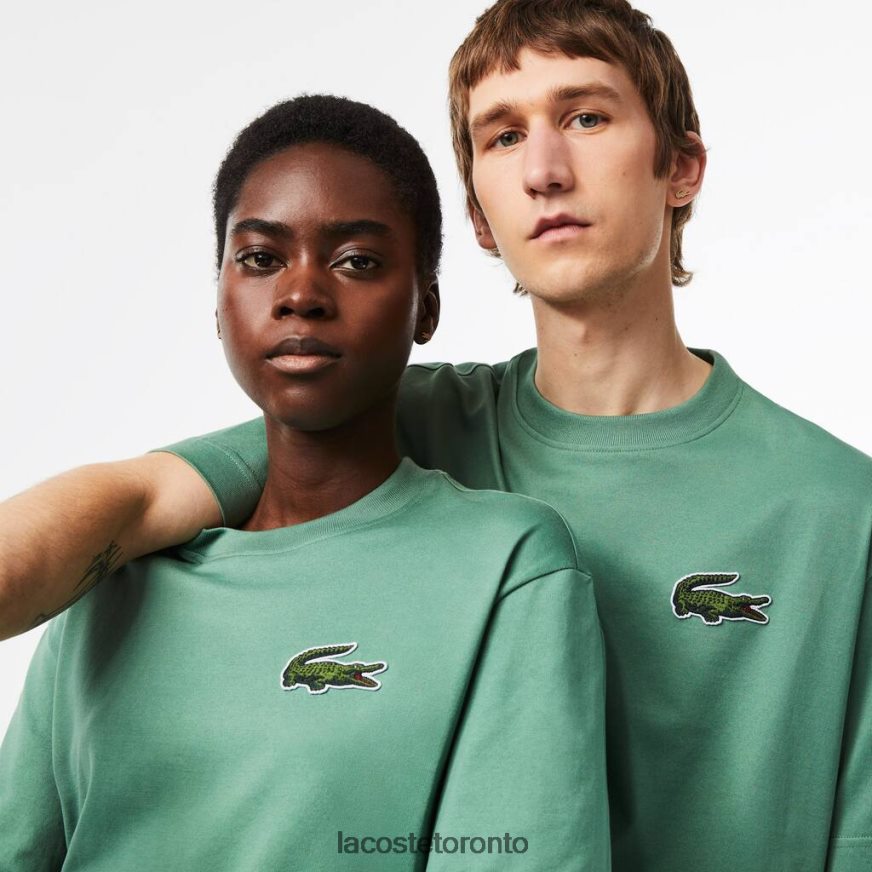 Clothing Lacoste Loose Fit Large Crocodile Organic Cotton T-Shirt Khaki Green Unisex Z60BPR125