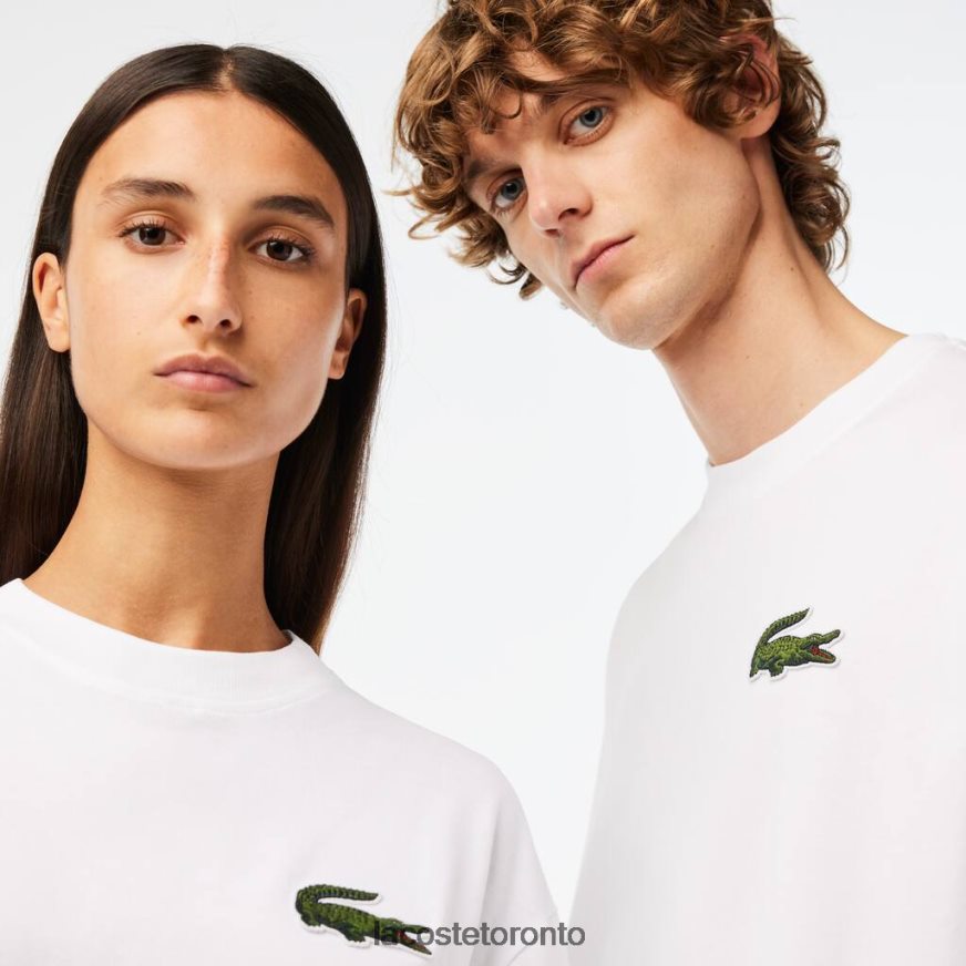 Clothing Lacoste Loose Fit Large Crocodile Organic Cotton T-Shirt White Unisex Z60BPR75