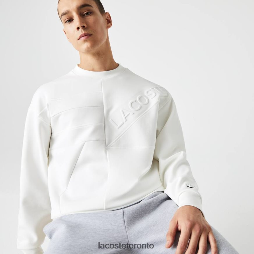 Clothing Lacoste Loose Fit Patchwork Effect Sweatshirt White Men Z60BPR955