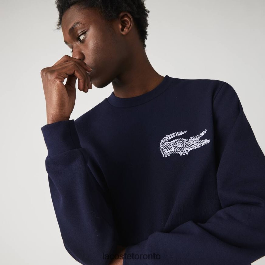 Clothing Lacoste Made In France Organic Cotton Fleece Sweatshirt Navy Blue Men Z60BPR1181