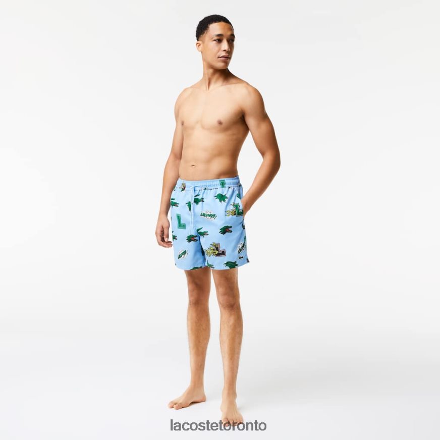 Clothing Lacoste Mesh Lined Swim Trunks Blue/White Men Z60BPR1669