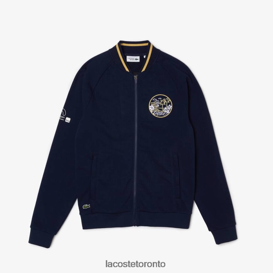 Clothing Lacoste Miami Open Croc Graphic Jacket Navy Blue/Yellow Men Z60BPR1173