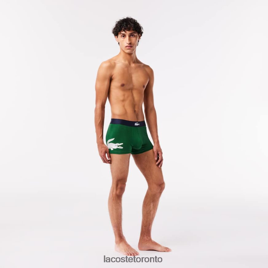 Clothing Lacoste Mismatched Stretch Cotton Trunk 3-Pack Green/Navy Blue/White Men Z60BPR1341