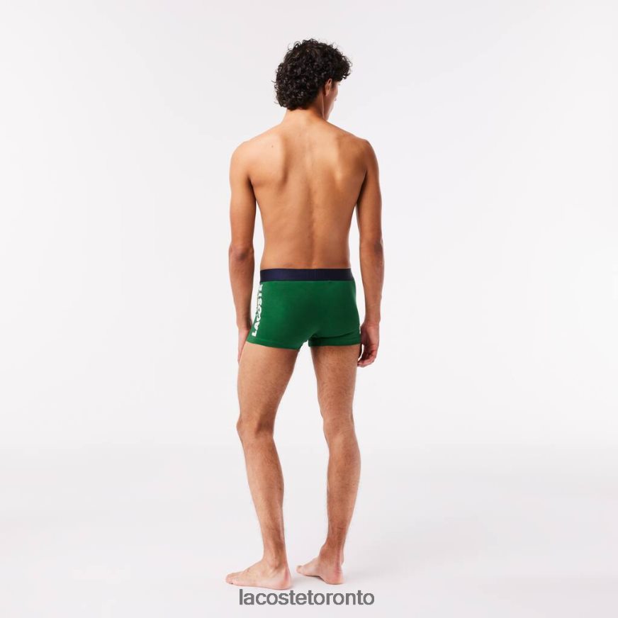 Clothing Lacoste Mismatched Stretch Cotton Trunk 3-Pack Green/Navy Blue/White Men Z60BPR1341