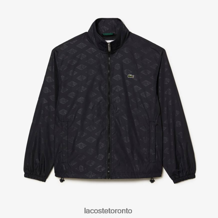 Clothing Lacoste Monogram Print Track Jacket Black Men Z60BPR377