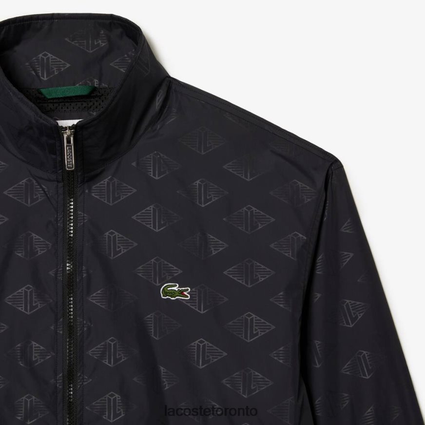 Clothing Lacoste Monogram Print Track Jacket Black Men Z60BPR377