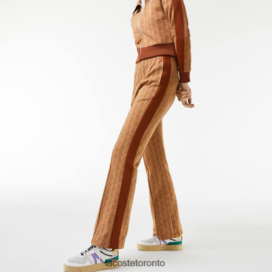 Clothing Lacoste Monogram Print Trackpants Beige/Brown Women Z60BPR2536