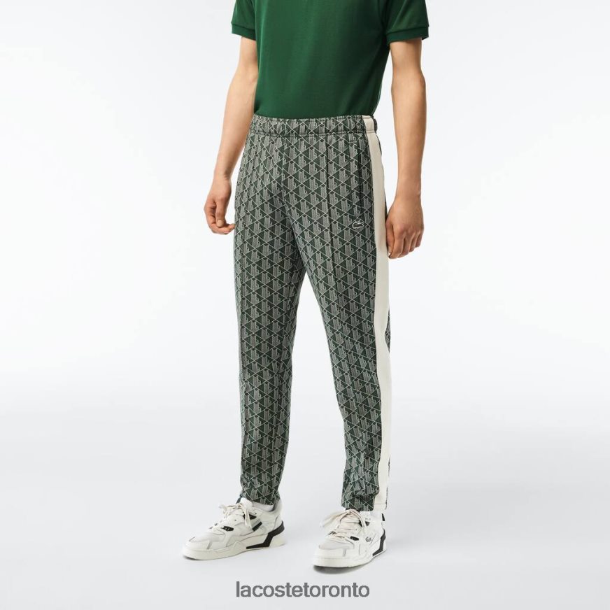 Clothing Lacoste Monogram Print Trackpants Green/Beige Men Z60BPR279