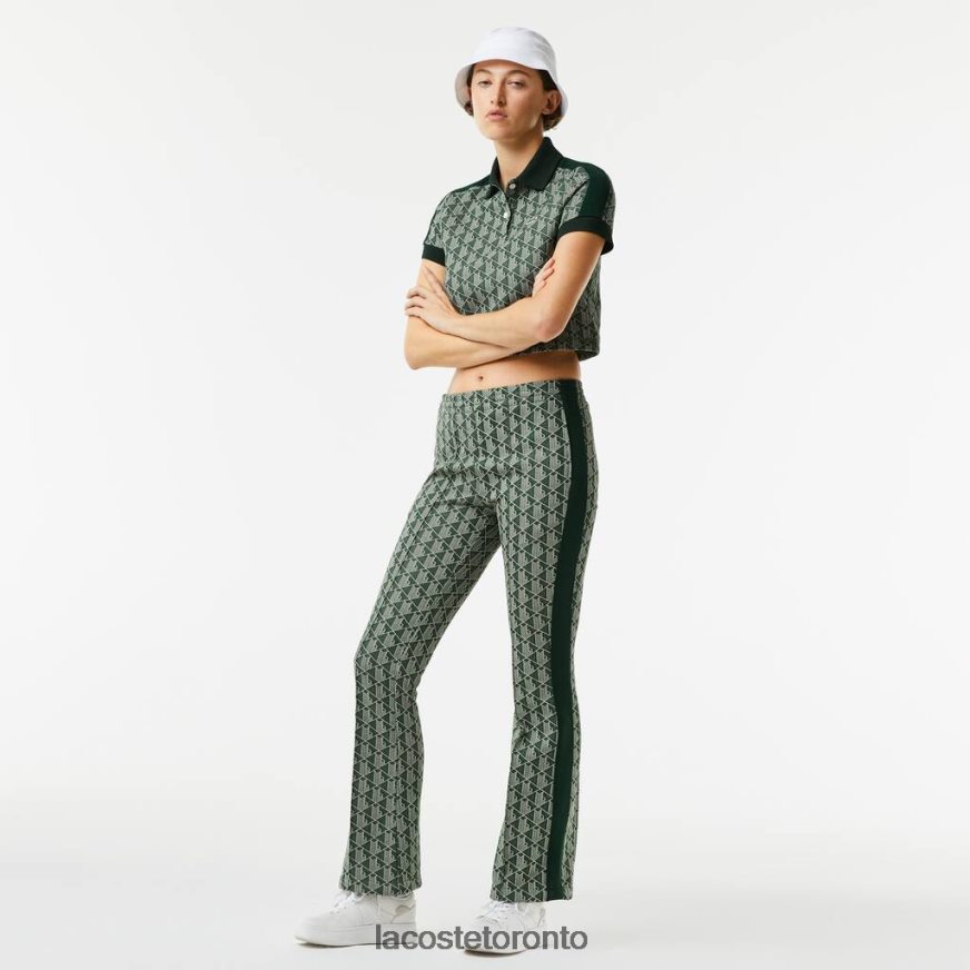 Clothing Lacoste Monogram Print Trackpants Green/Beige Women Z60BPR2535