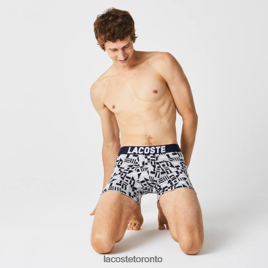 Clothing Lacoste Nautical Print Boxer Brief 3-Pack Grey Chine/Navy Blue/White Men Z60BPR1524