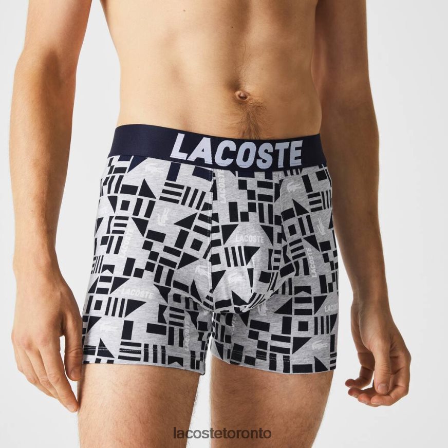 Clothing Lacoste Nautical Print Boxer Brief 3-Pack Grey Chine/Navy Blue/White Men Z60BPR1524