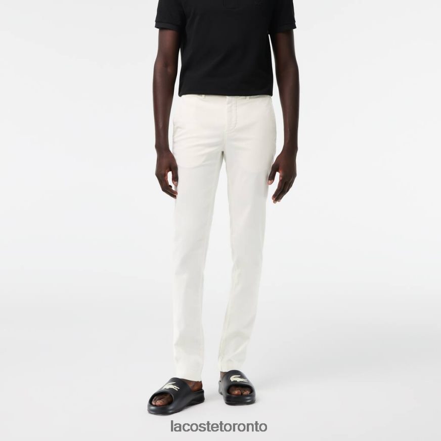 Clothing Lacoste New Classic Slim Fit Stretch Cotton Pants White Men Z60BPR1550