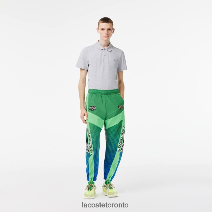 Clothing Lacoste Ombre Checkerboard Print Track Pants Green/Blue Men Z60BPR338