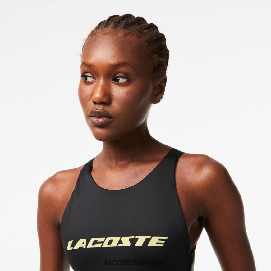 Clothing Lacoste One-Piece Recycled Polyester Swimsuit Black Women Z60BPR2459