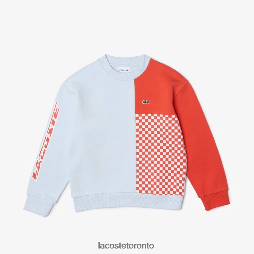 Clothing Lacoste Organic Cotton Colorblock Sweatshirt Light Blue/Orange/White Kids Z60BPR3048