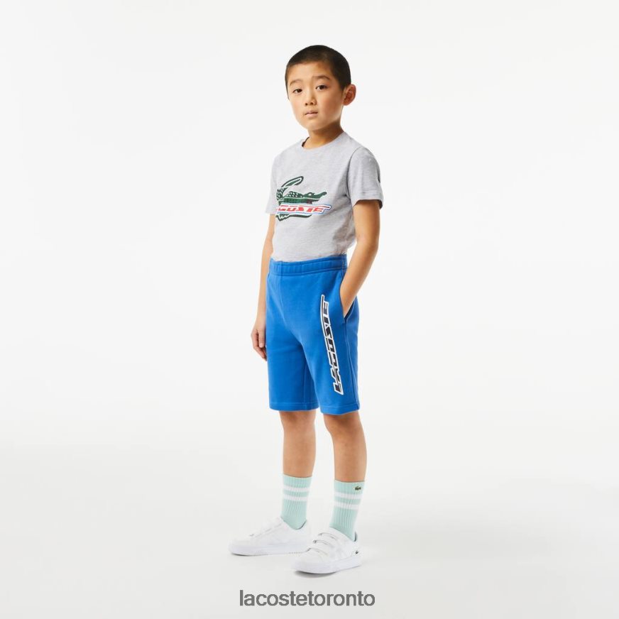 Clothing Lacoste Organic Cotton Contrast Branding Shorts Blue Kids Z60BPR3087