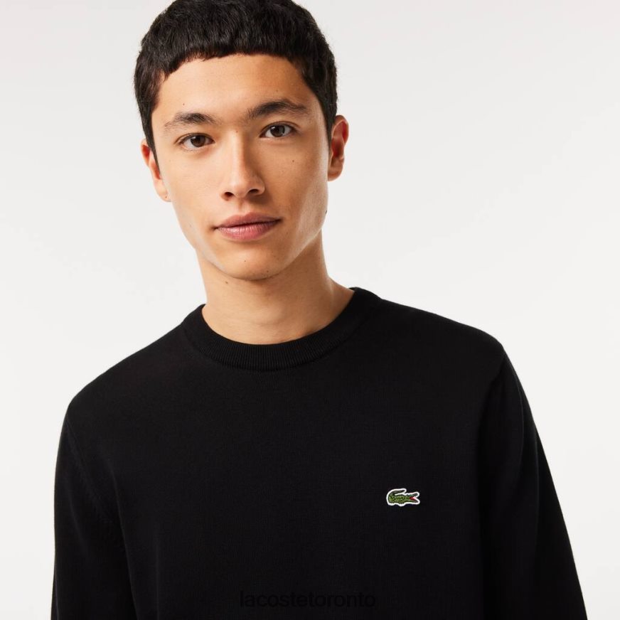 Clothing Lacoste Organic Cotton Crew Neck Sweater Black Men Z60BPR1450