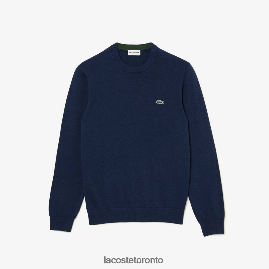 Clothing Lacoste Organic Cotton Crew Neck Sweater Blue Chine Men Z60BPR1495