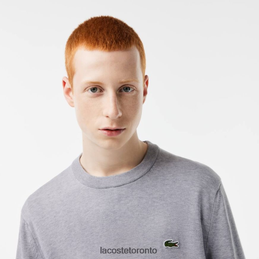 Clothing Lacoste Organic Cotton Crew Neck Sweater Grey Chine Men Z60BPR1452