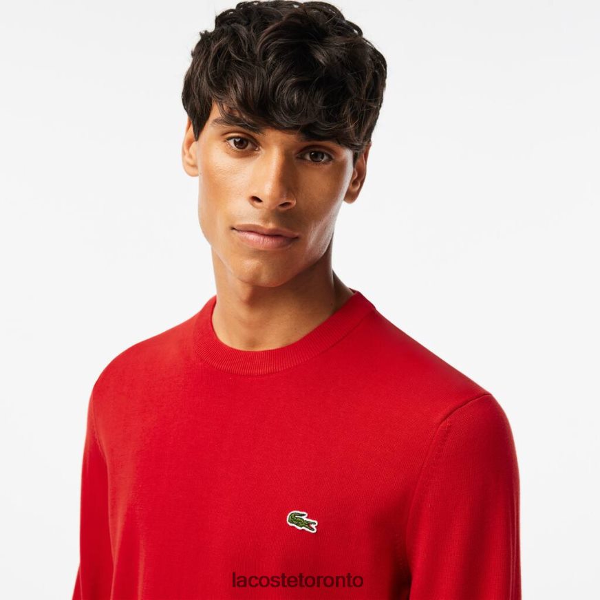 Clothing Lacoste Organic Cotton Crew Neck Sweater Red Men Z60BPR1453