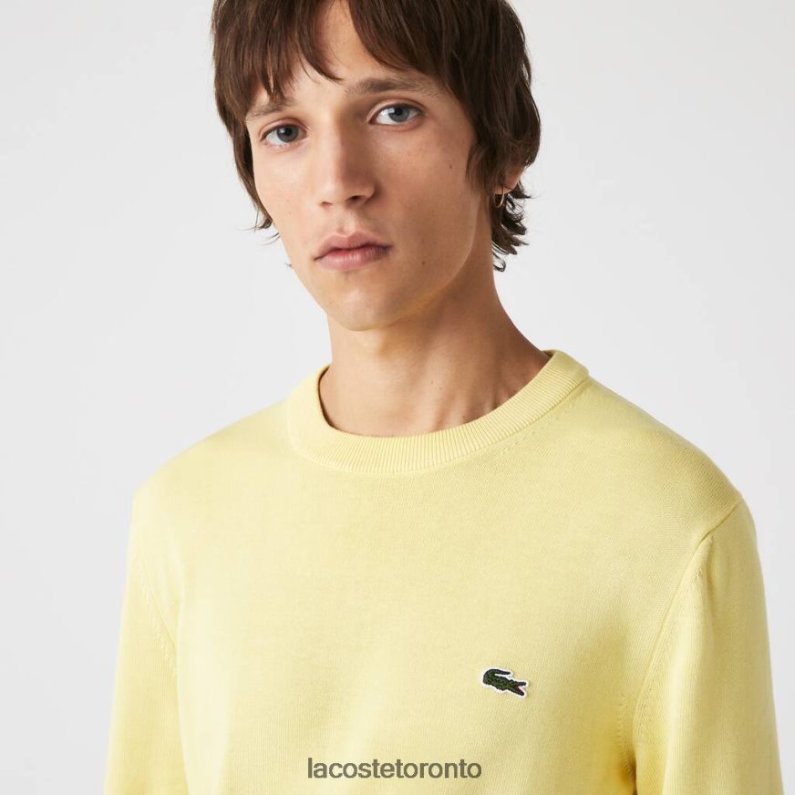 Clothing Lacoste Organic Cotton Crew Neck Sweater Yellow Men Z60BPR1617