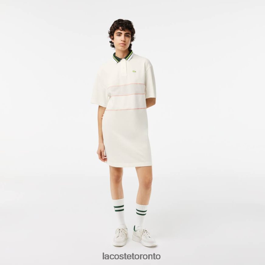 Clothing Lacoste Organic Cotton French Made Polo Dress White Women Z60BPR2376