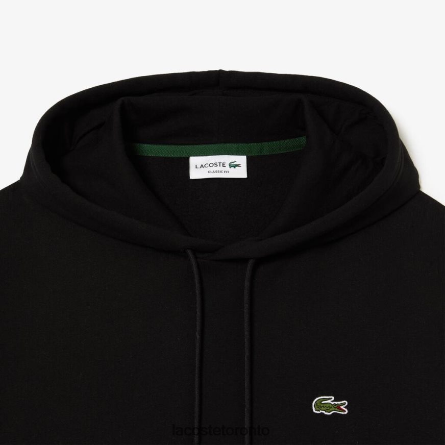 Clothing Lacoste Organic Cotton Hooded Sweatshirt Black Men Z60BPR266