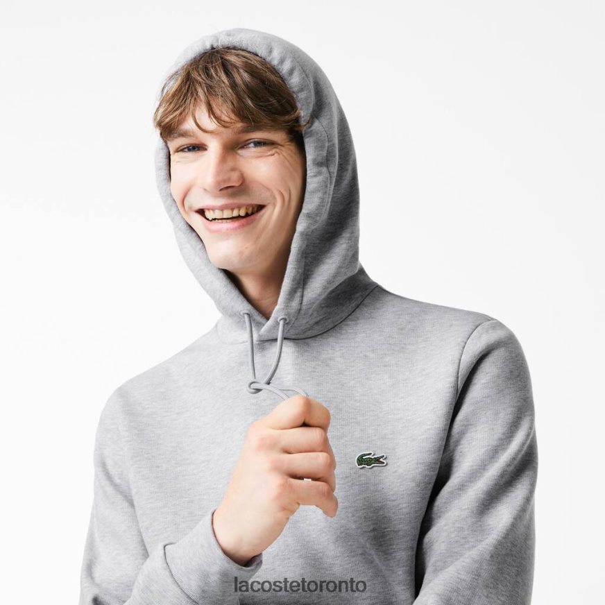 Clothing Lacoste Organic Cotton Hooded Sweatshirt Grey Chine Men Z60BPR288