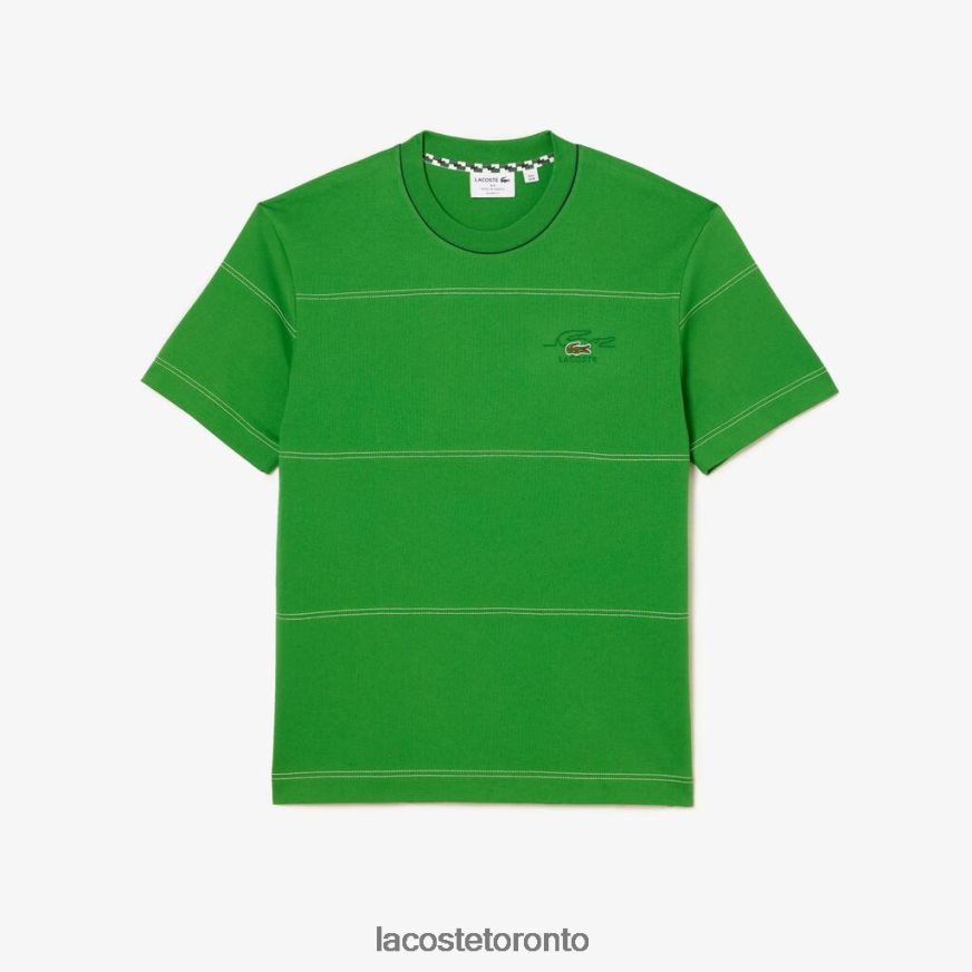 Clothing Lacoste Organic Cotton Jersey Stripe T-Shirt Green Men Z60BPR184