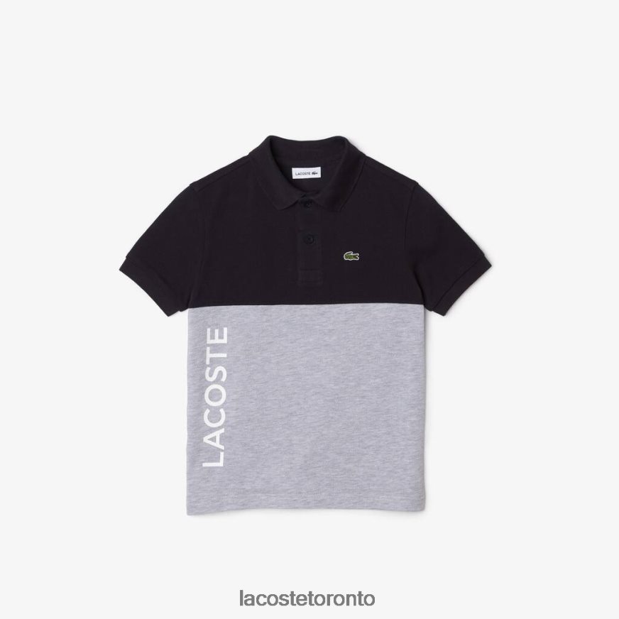 Clothing Lacoste Organic Cotton Pique Colorblock Polo Navy Blue/Grey Chine Kids Z60BPR3038