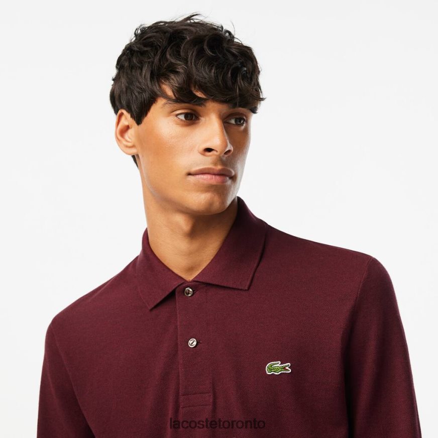 Clothing Lacoste Original L1212 Long Sleeve Heathered Polo Bordeaux Men Z60BPR788