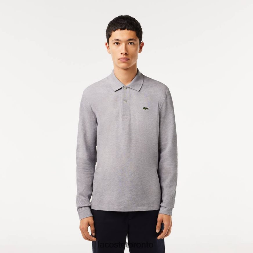 Clothing Lacoste Original L1212 Long Sleeve Heathered Polo Grey Chine Men Z60BPR787