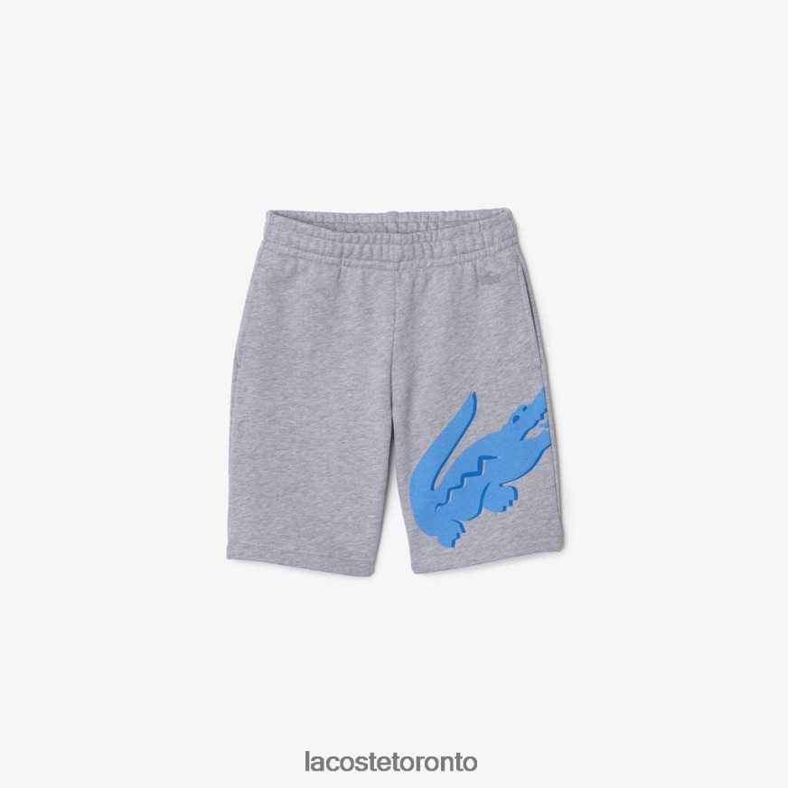 Clothing Lacoste Oversized Crocodile Print Flecked Organic Cotton Shorts Grey Chine Kids Z60BPR3292