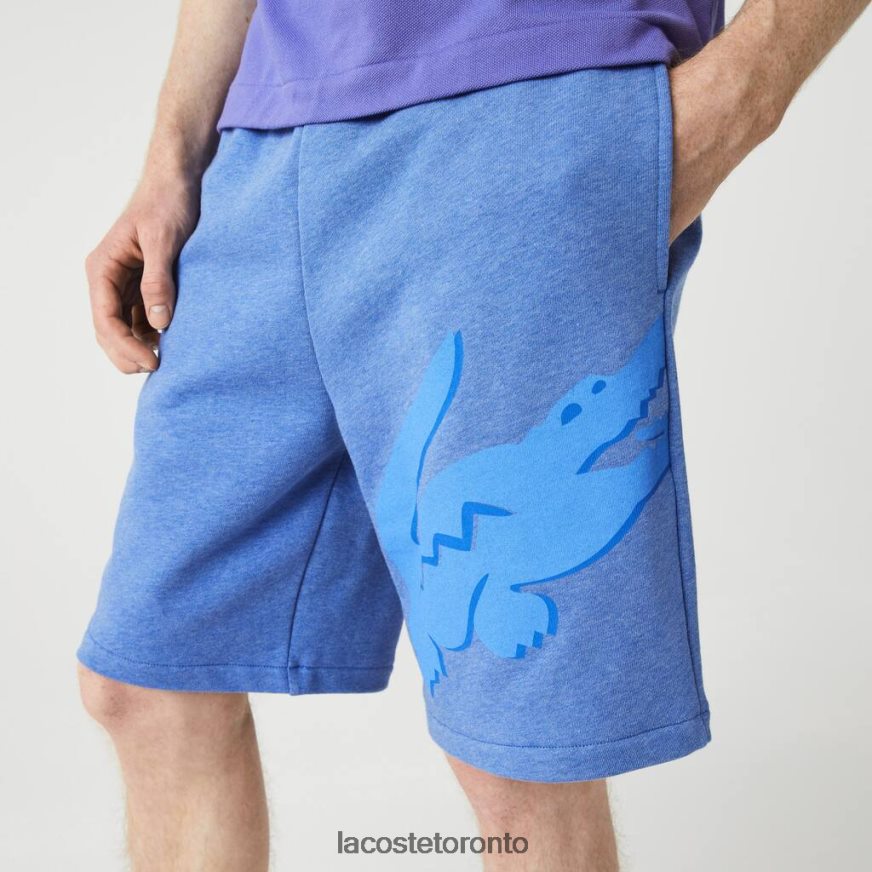 Clothing Lacoste Oversized Crocodile Print Organic Cotton Fleece Shorts Blue Chine Men Z60BPR1419