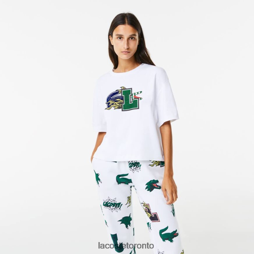 Clothing Lacoste Oversized Organic Cotton T-Shirt White Women Z60BPR2567