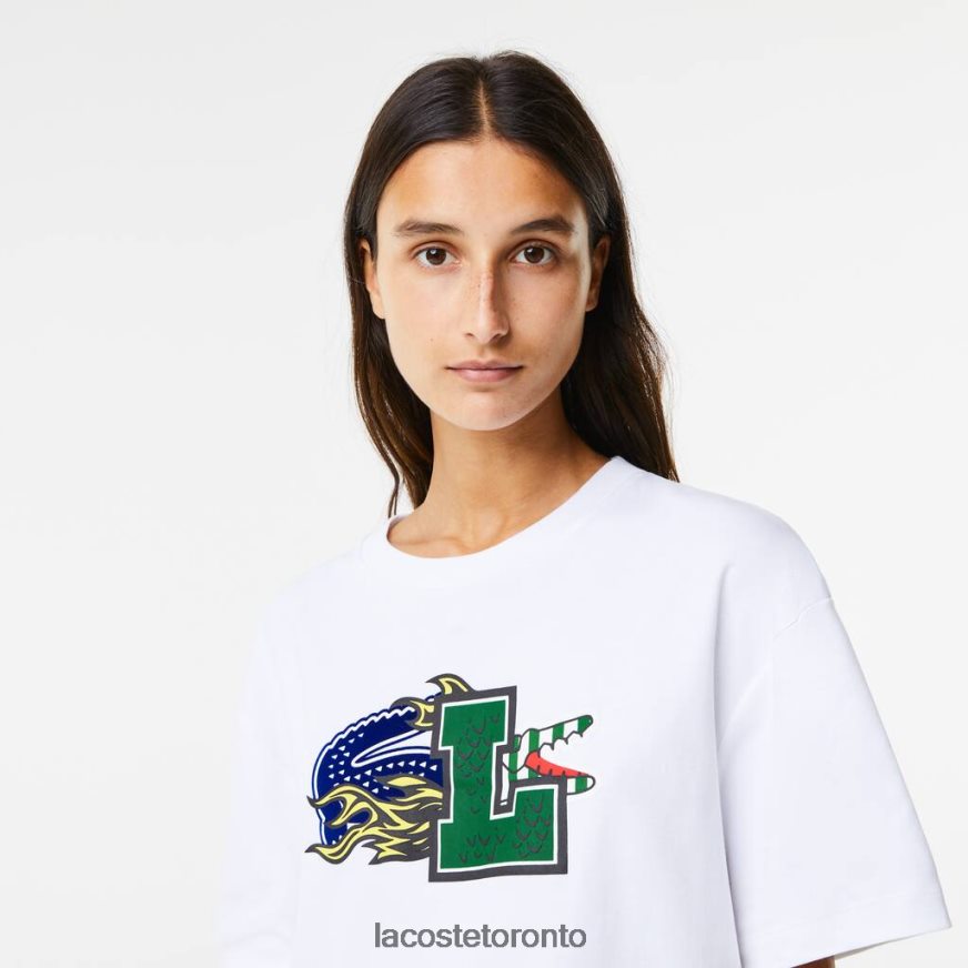 Clothing Lacoste Oversized Organic Cotton T-Shirt White Women Z60BPR2567